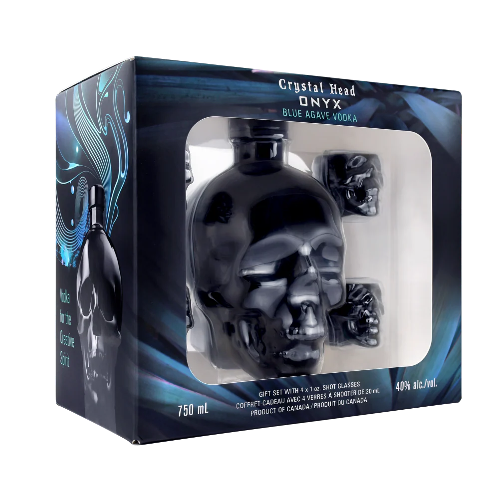 Crystal Head Vodka Onyx Gift Pack with 4 Shot Glasses - Image 3