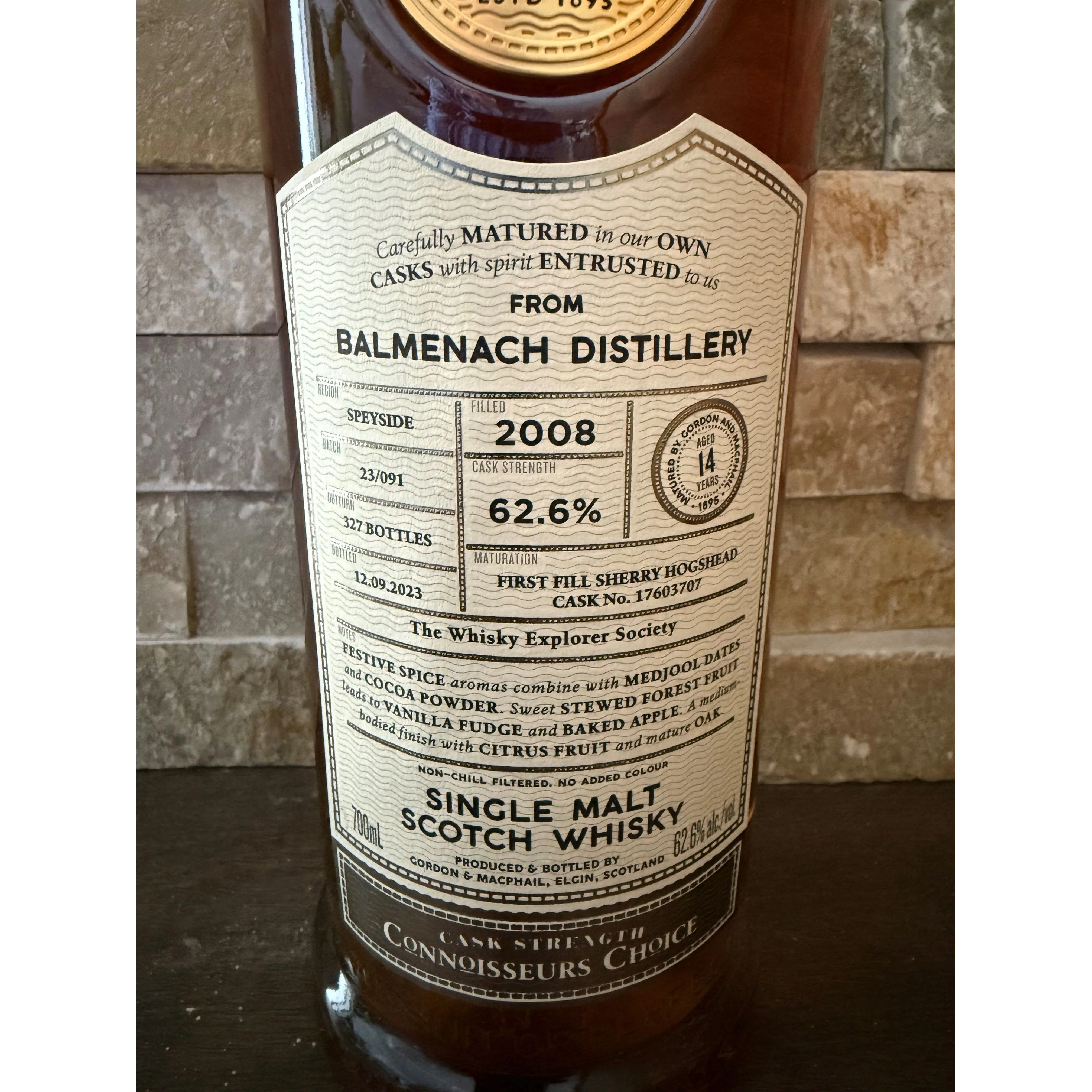Gordon & Macphail Connoisseur's Choice Balmenach 2008 14 Year Old The Whisky Explorer Society #17603707 62.6% - Image 2