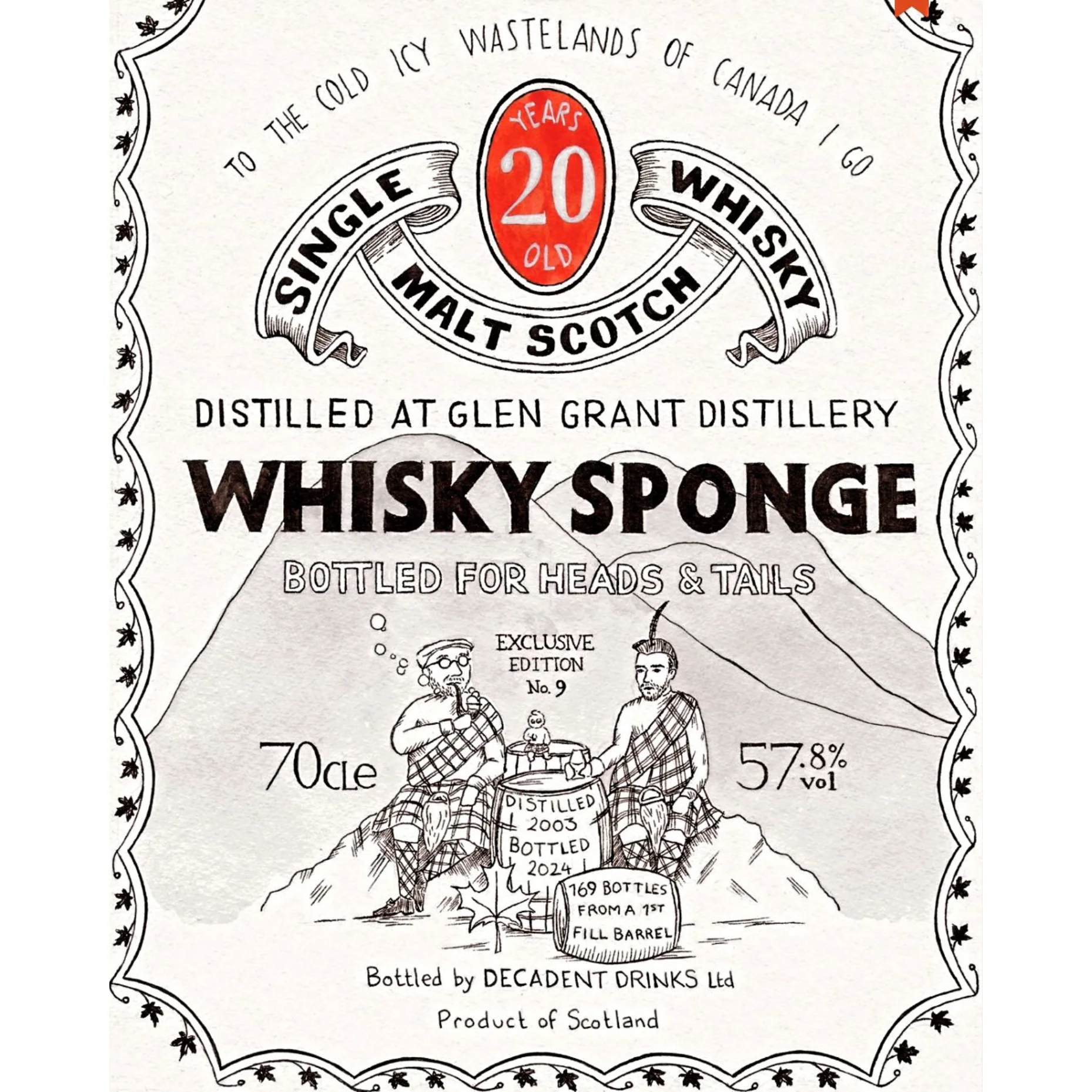 Whisky Sponge Exclusive Edition No.9 Bottled for Heads & Tails Glen Grant 20 Year Old 57.8% ABV - Image 2