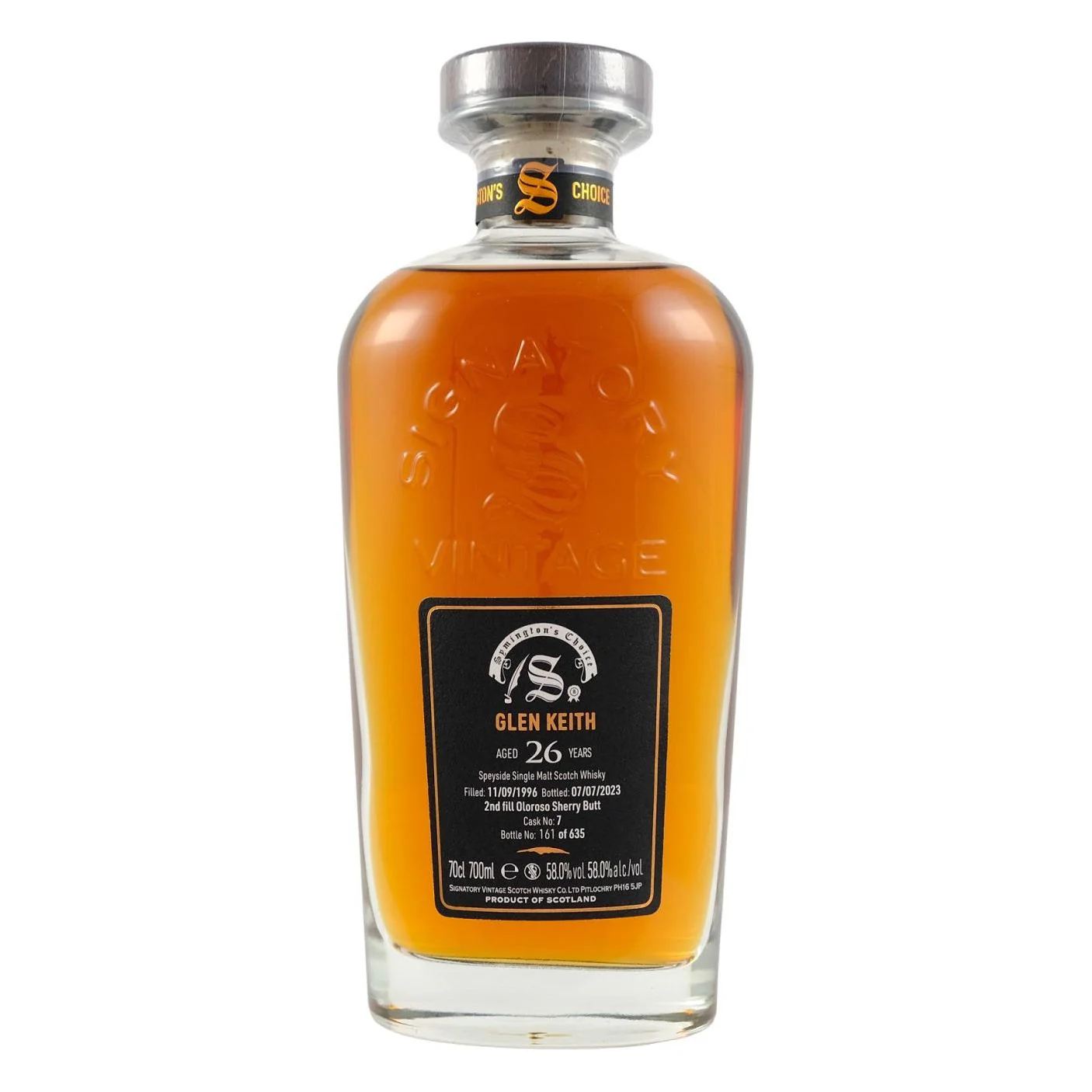 Signatory Vintage Glen Keith 1996 26 Year Old Sherry Symington's Choice 58% ABV - Image 2