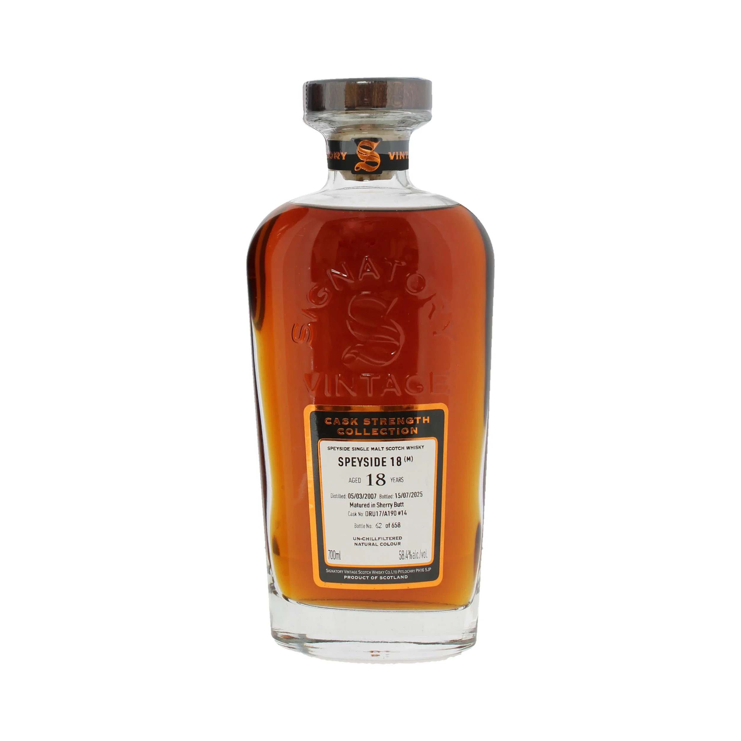 Speyside (M) 18 Year Old Signatory 2007 Cask Strength - Image 2